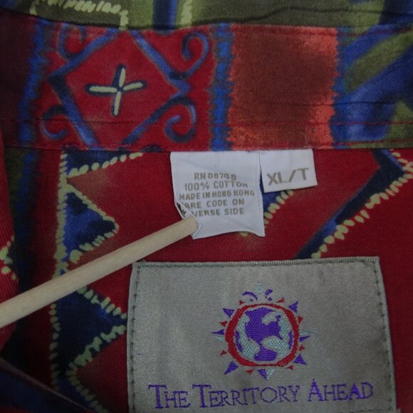 THE TERRITORY AHEAD Shirt Mens XLT Southwestern Aztec Long Sleeve‎ Button Up Red - Picture 4 of 8